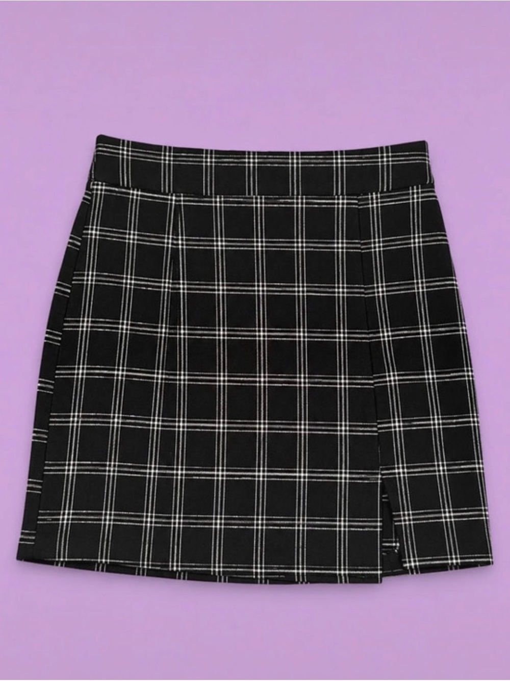 Garage Black Plaid Mini Skirt with White Windowpane - Women's Skirt